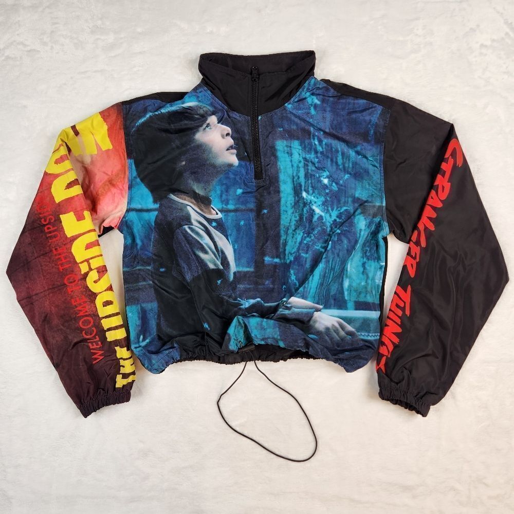 Stranger Things Netflix Graphic Polyester Crop Jacket Sz M